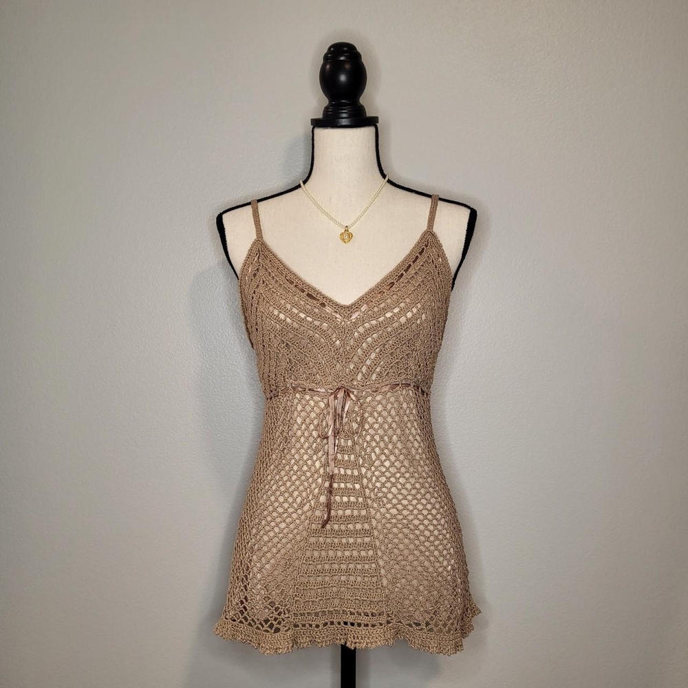Faded Glory Beige Crochet/Knit Tank Top